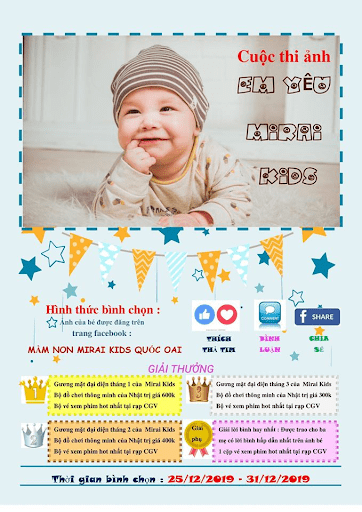 Trường mầm non Mirai Kids tổ chức cuộc thi ảnh cho các em học sinh Trường mầm non Mirai Kids tổ chức cuộc thi ảnh cho các em học sinh