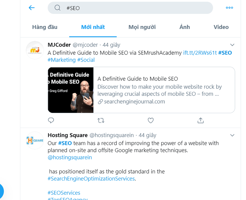 Kết quả tìm kiếm các bài đăng có kèm hashtag #SEO trên Twitter Kết quả tìm kiếm các bài đăng có kèm hashtag #SEO trên Twitter