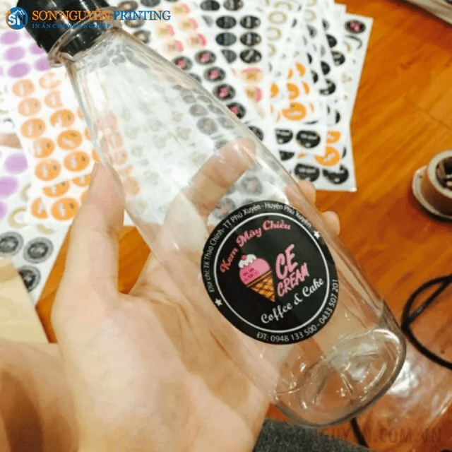 Tem dán chai nhựa phổ biến Tem dán chai nhựa phổ biến
