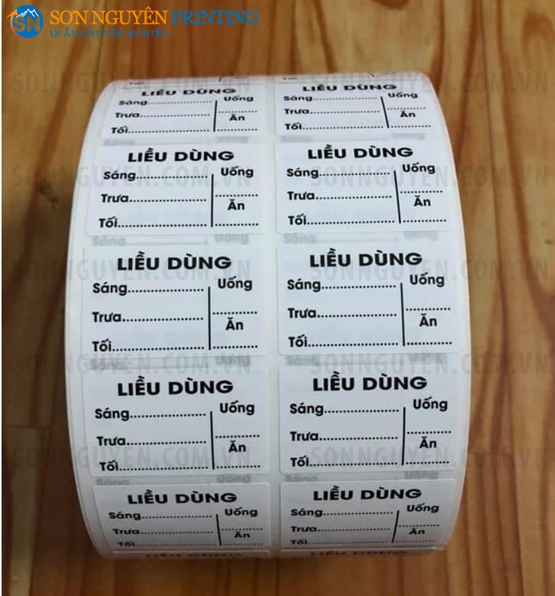 Tem decal cuộn ghi liều thuốc Tem decal cuộn ghi liều thuốc