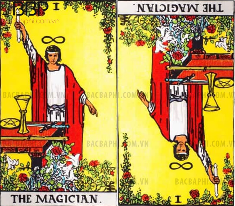 Lá bài I – The Magician (Thuật sư hay Nhà ảo thuật) thuận và ngược Lá bài I – The Magician (Thuật sư hay Nhà ảo thuật) thuận và ngược