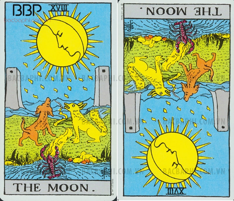 Lá bài XVIII – The Moon (Mặt trăng) xuôi và ngược Lá bài XVIII – The Moon (Mặt trăng) xuôi và ngược