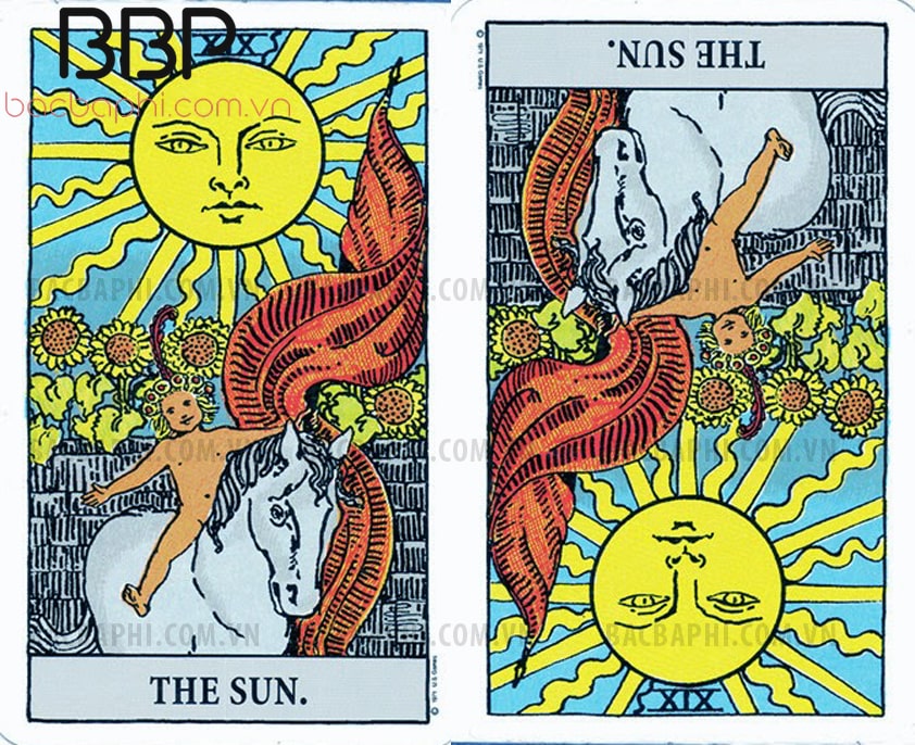 Lá bài XIX – The Sun (Mặt trời) xuôi và ngược Lá bài XIX – The Sun (Mặt trời) xuôi và ngược