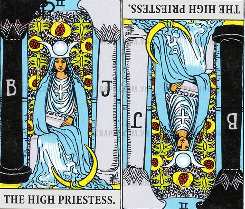 Lá bài II – The High Priestess (Nữ tư tế hay Nữ thượng tế) xuôi và ngược Lá bài II – The High Priestess (Nữ tư tế hay Nữ thượng tế) xuôi và ngược